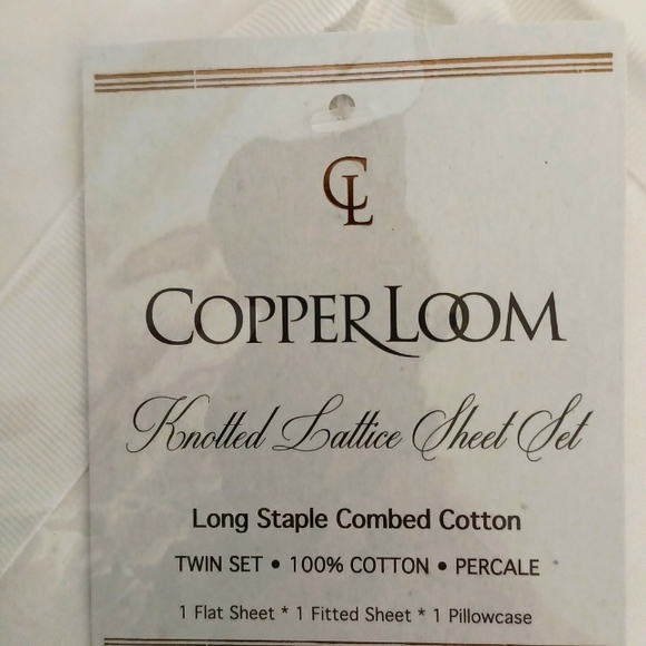 Copper Loom Bedding 0 Cotton Percale Knotted Lattice Fringe Twin
